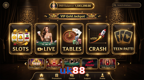 Main screen of Uk88 casino page for PK players